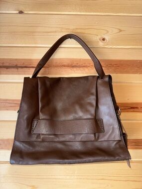 Nino BOSSI Brown Leather Top-Handle Satchel- Genuine Leather
